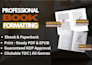 book formatting, kdp paperback formatting, and kindle ebook formatting